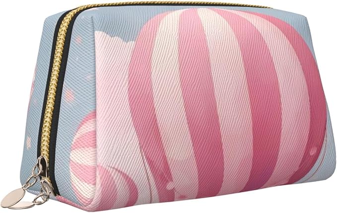 Pink Hot Air Balloon Leather Makeup Bag Cosmetic Pouch Portable Travel Toiletry - Image 2