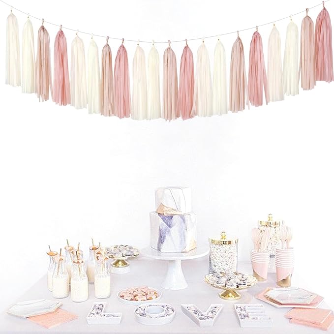 Champagne-Gold Beige Boho Party-Decorations Tassel-Garland - Image 6