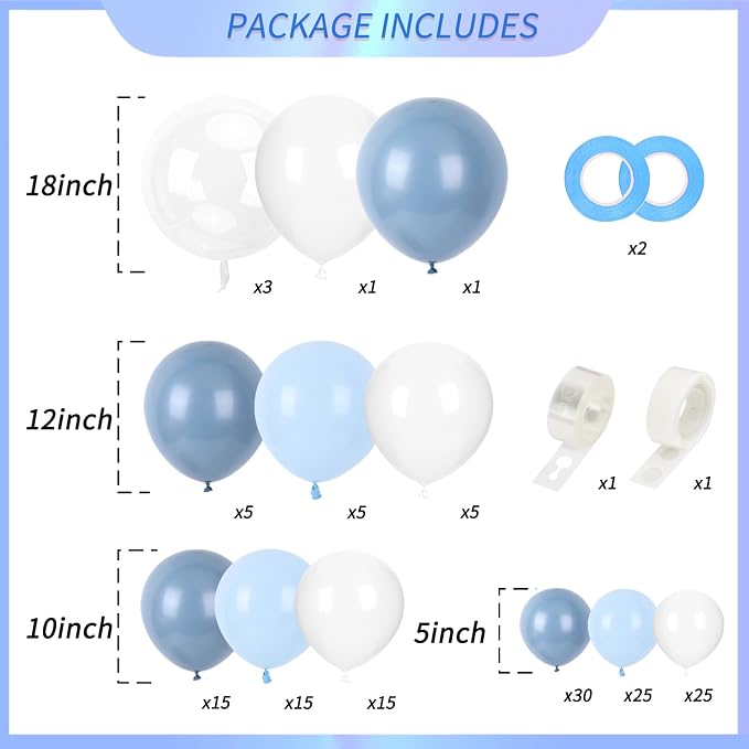 RUBFAC Dusty Blue Balloons Garland Arch Kit - Image 2