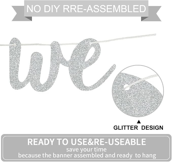 BEISHIDA Silver Good Luck We Will Miss You Banner Party Decor No DIY | Glitter - Image 2