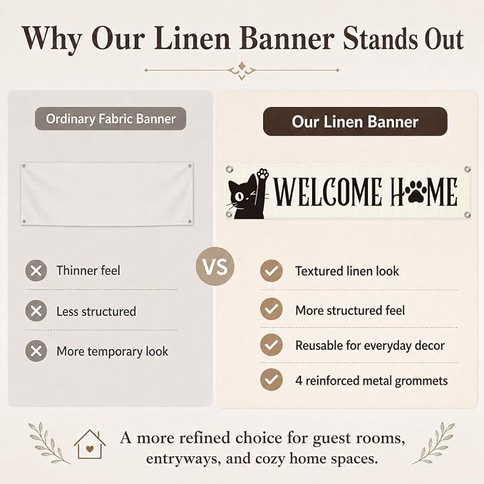 Welcome Home Cat Banner Decor, Cute Paw Print Hanging Wall Decoration - Image 4