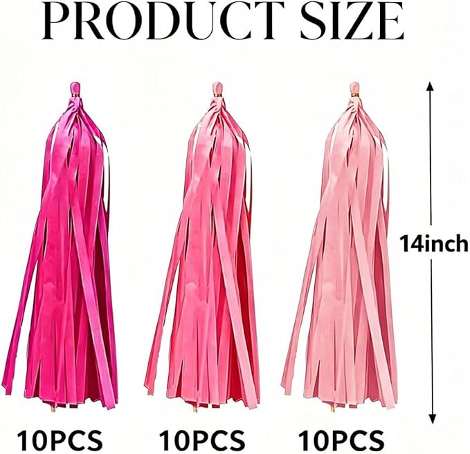 Pink Gradient Tissue Paper Tassels 30pcs, Adding Festive Whimsy to Any - Image 2