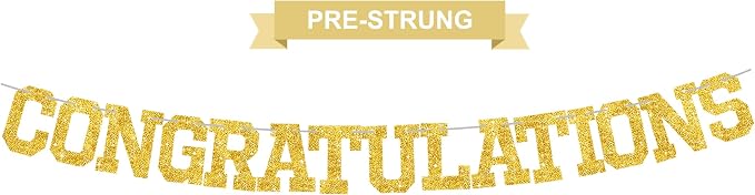 BEISHIDA Glitter CONGRATULATIONS Banner Gold 2026 Graduation Party Decorations by Beishida
