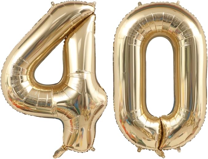 Light Gold 40 Number Balloons 40 Inch White Gold Giant 40 Foil Mylar Helium | by ANGEL+Q+HOUSE