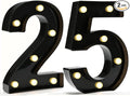 Pooqla 25th Birthday Decorations for Her Him, Black Light Up Number 25 for Party Table Decorations, 25th Birthday Gift for Men Women, Backdrop Wall Decor for 25th Wedding Anniversary Decoration