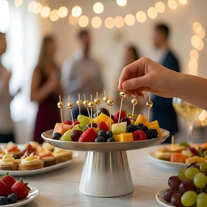 100 Pcs 4.7" Gold Pearl Cocktail Picks, Bamboo Toothpicks Appetizer Skewers | - Image 4