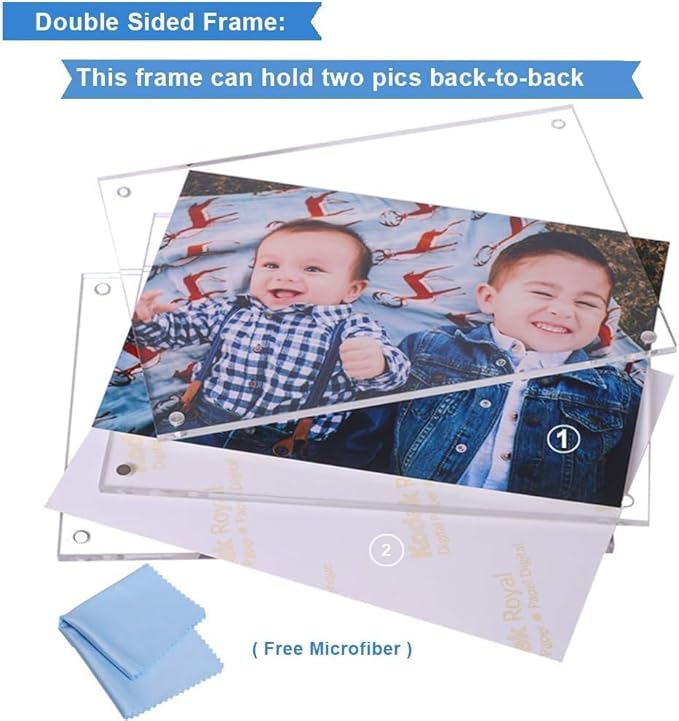 2 Pack 11x14 Acrylic Picture Frame,Clear Double Sided Magnetic Frames With Stand,Frameless Floating Frame for Artwork Poster Certificate Document