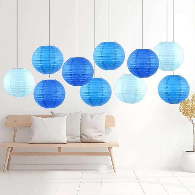 Blue Chinese Paper Lanterns - Image 2
