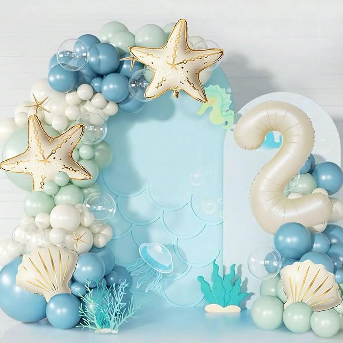 5 Pcs Starfish Seashell Balloons Set Under the Sea Party Decorations | 40 Inch - Image 3