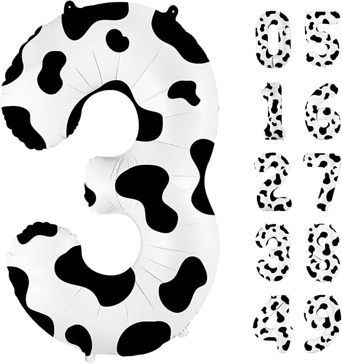 40 Inch Cow Print Balloon, Number 3 balloons Cow Balloons by United-UnicornsParty