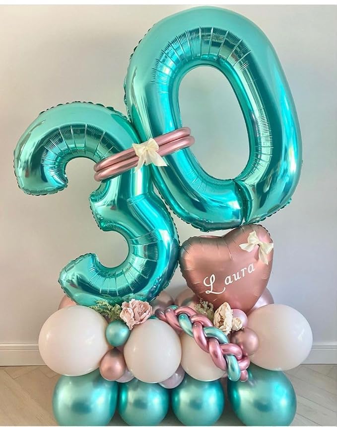 Happy Birthday Balloon 40 Inch Blue-Green 2 Balloon - Image 2