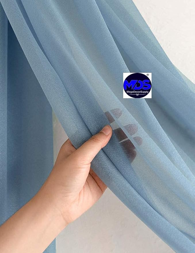 MDS Halloween Chiffon Draping Fabric - 2 Panel, 30" Wide x 20ft Long - Sheer Spooky Arbor & Canopy Drapery for Haunted House Backdrops, Party Ceilings, DIY Costumes & Themed Events - Dusty Blue