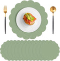 NatNarr 60 Pcs Sage Green Scalloped Paper Placemats, 13.5 Inch | Disposable by NatNarr