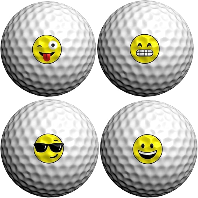 Golfdotz - USGA Rule Conforming Golf Ball Markers, Golf Ball Stickers for Marking Balls, No More Smearing from Stamps, Gifts for Golfers, Dads, and Retirees, (Emoji Collection; 24-32 Count)