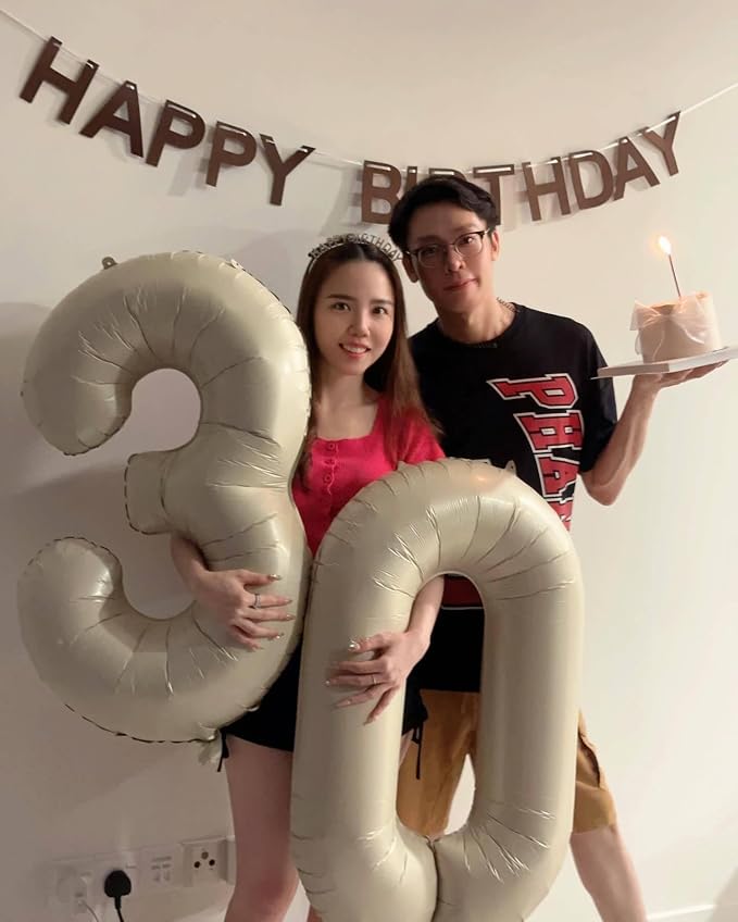 Cream Number 3 Balloon 40 Inch, 3rd Birthday Party Decorations Men Women | Foil - Image 7