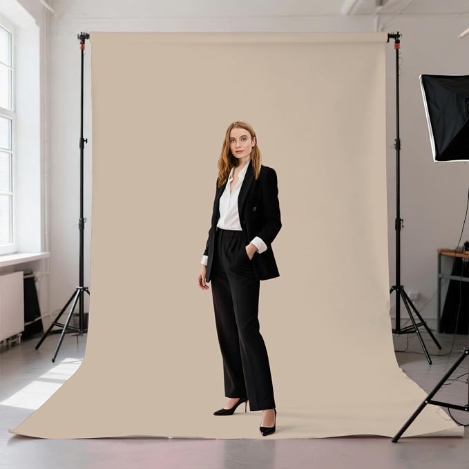 Beige Photography Backdrop for Photoshoot, Fabric 6x9ft | Polyester Studio - Image 2