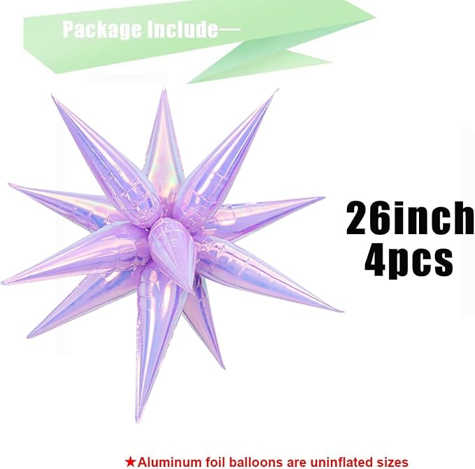 50pcs Iridescent Lilac 26' Water Drop Foil Cone Mylar Balloons Holographic - Image 2