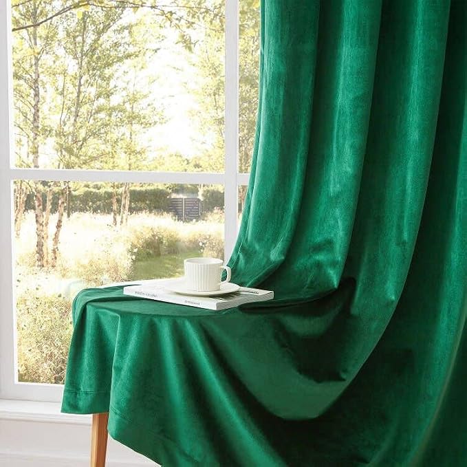 Velvet Green Grommet Blackout Curtains 84 inch Length - Image 6