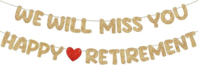 Fulmoon Pre Strung Happy Retirement and We Will Miss You Banner Bunting by Fulmoon