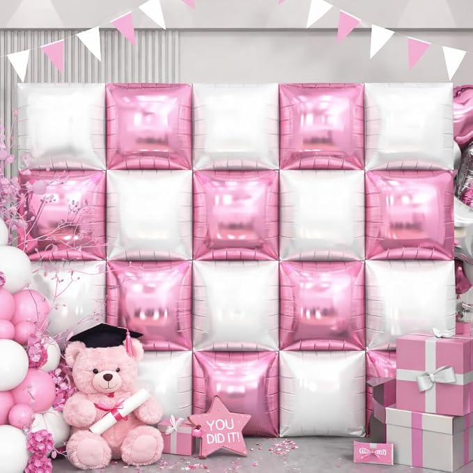 HILAVO Pink and White Square Balloon by HILAVO