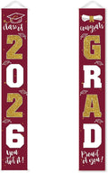 Graduation Decorations 2026 Banner Porch Sign Maroon Burgundy Red Gold by ATFUNSHOP
