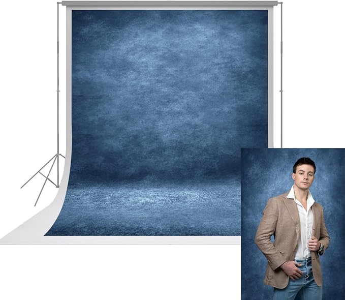 UrcTepics 8×10ft Dark Blue Abstract Fabric Backdrop. School Headshot, Senior by UrcTepics