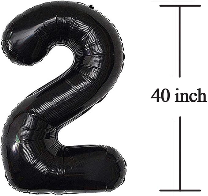 Jonhamwelbor 20 Number Balloons Black Big Giant Jumbo Big Large 20 Foil Mylar - Image 2