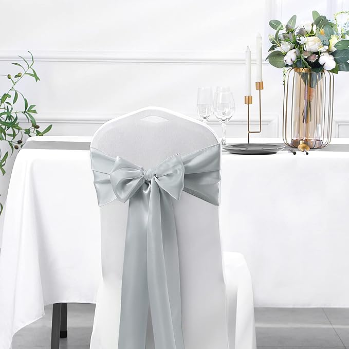SiinvdaBZX 12 Pcs Silver Satin Table Runner 12 x 108 inches Long | Bright - Image 7