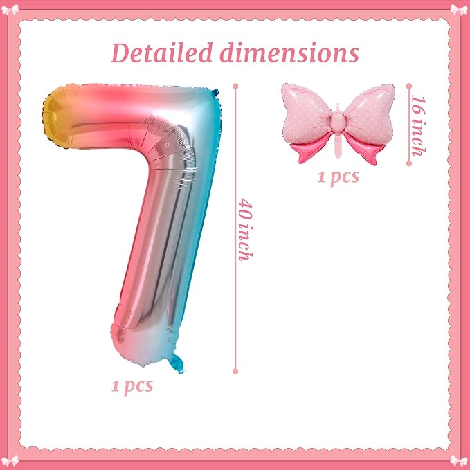40-Inch Number 7 Gradient Giant Number Balloons And Mini Bow Balloons Foil - Image 2