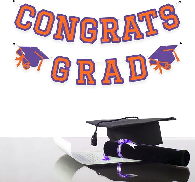 Congrats Grad Banner Graduation Party Banner Decoration Hanging Garland High - Image 3