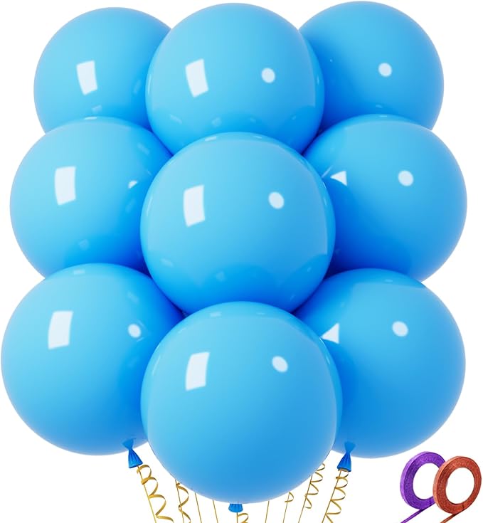 32Pcs Blue Big Balloons 18 Inch, Round Large Latex Party Balloons by Qikoolaa