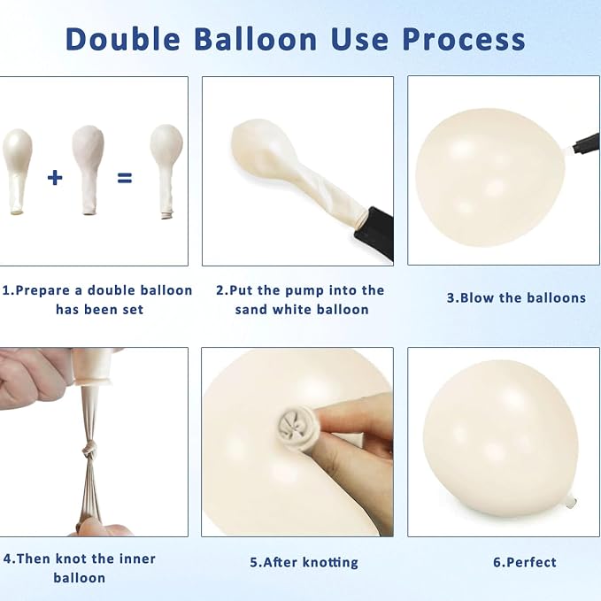 Navy Blue Gold Balloon Arch Kit, Pearl White, Different Size | Double Stuffed - Image 4