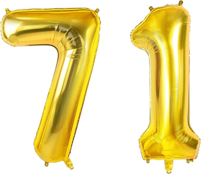 Number 71 Balloons for 71st Birthday Party Decorations, 0-100 Large No.71 by Joycard