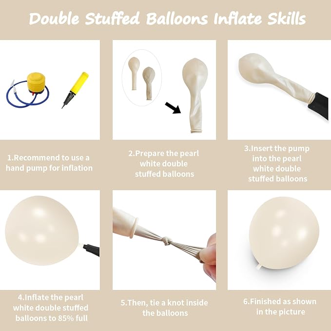 Double Stuffed Pearl White Ivory Balloon Garland Arch Kit | 18/12/10/5inch - Image 2