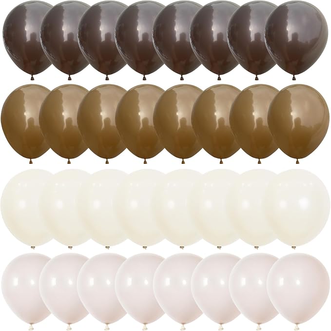 Brown Balloons, 12 Inch Coffee Brown Tan Cream Sand White Balloons - Image 7