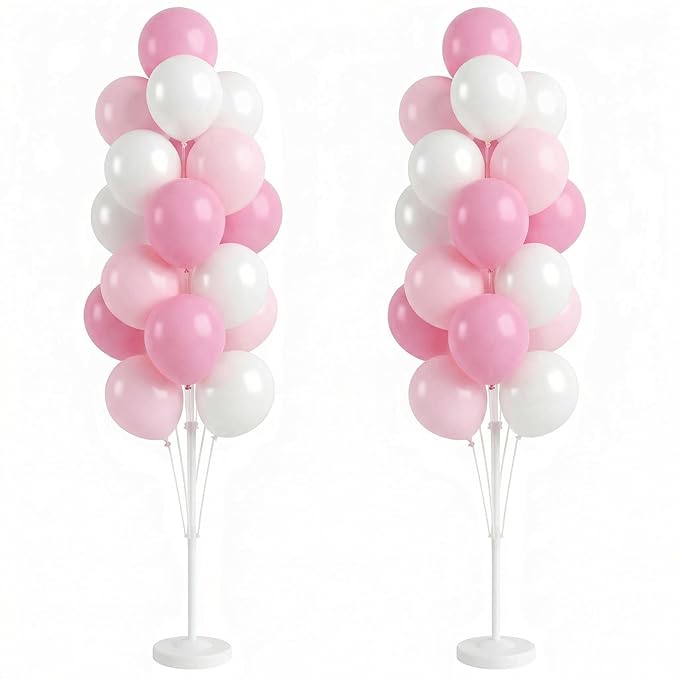 HIINS Baby Pink Chrome Balloon Column Kit Set of 2 by HiinsPartyDecoration