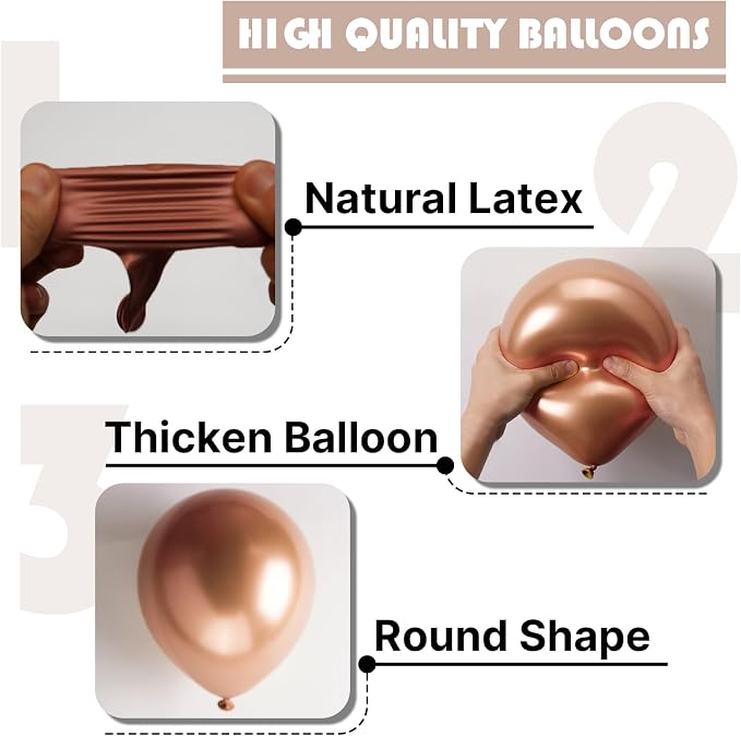 PartyWoo Metallic Rose Gold Balloons 50pcs Chrome Champagne Gold Color | 5 Inch - Image 6