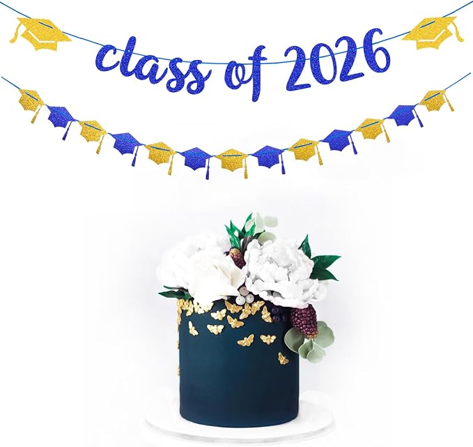 Navy-Blue Gold Party-Decorations Graduation Banner-Streamers - Image 7