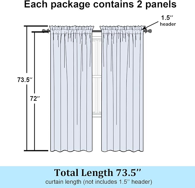 Simplebrand Chocolate Sheer Curtains 72 Inch Length 2 Panels - Image 7