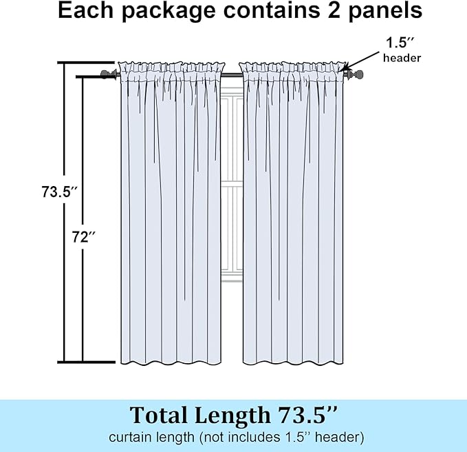 Simplebrand Lavender Sheer Curtains 72 Inch Length 2 Panels - Image 7