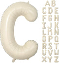 Cream C Letter Balloons, 40 Inch Letter C Balloon Beige, Helium Custom Letter by Dagelar