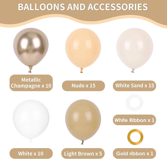 RUBFAC Beige and Champagne Balloons - Image 2