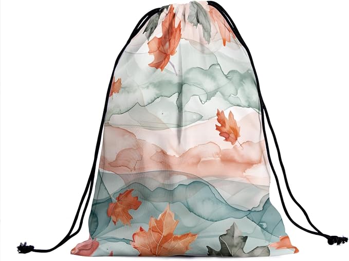 Watercolor Leaves Gymnastics Grip Bag Fall Leaf Drawstring Bag Shoes Towel Gym - Image 2
