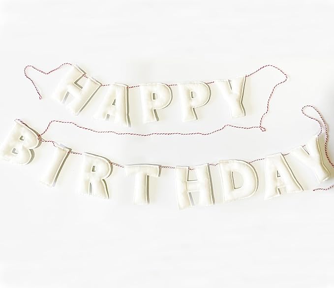 Pre-Strung 3D Felt White Happy Birthday Banner, Happy Birthday Sign - Image 8