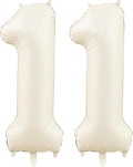 Cream Number 11 Balloons, 40 Inch 11 Balloons Giant Helium Foil Mylar Beige 11 by BBPOOL