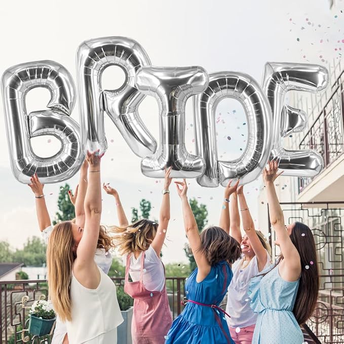 40 Inch Bride Balloons Silver Bridal Shower Balloon Bachelorette Balloons - Image 6