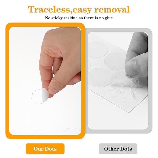 Tyqour 280PCS Clear Sticky Dots Double Sided Tape Dots Non Damaging Wall | - Image 6