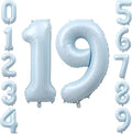 40" Light Blue Foil Number 19 Balloon by TNCDJKPA