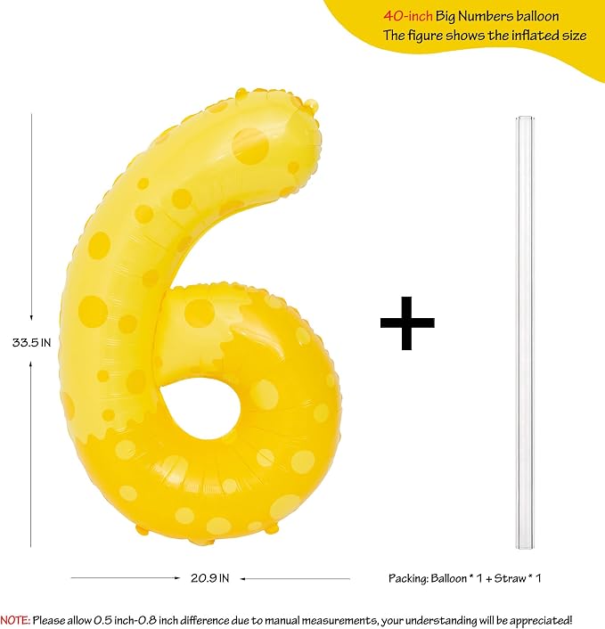 40in Yellow Polka Dot Number 6 Helium Foil Polyester Film Balloon Digital 6 | - Image 2
