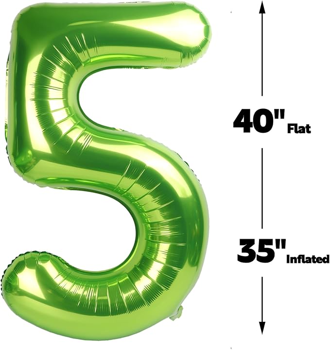 Light Green Number 5 Balloon 40 inch, Birthday Party Balloons Decorations | - Image 3
